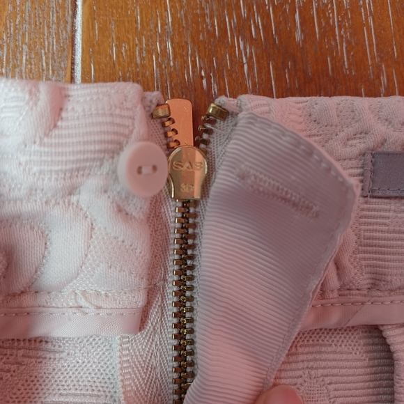 Off White Floral Pattern Textured H&M Skirt with Pockets - Picture 4 of 4